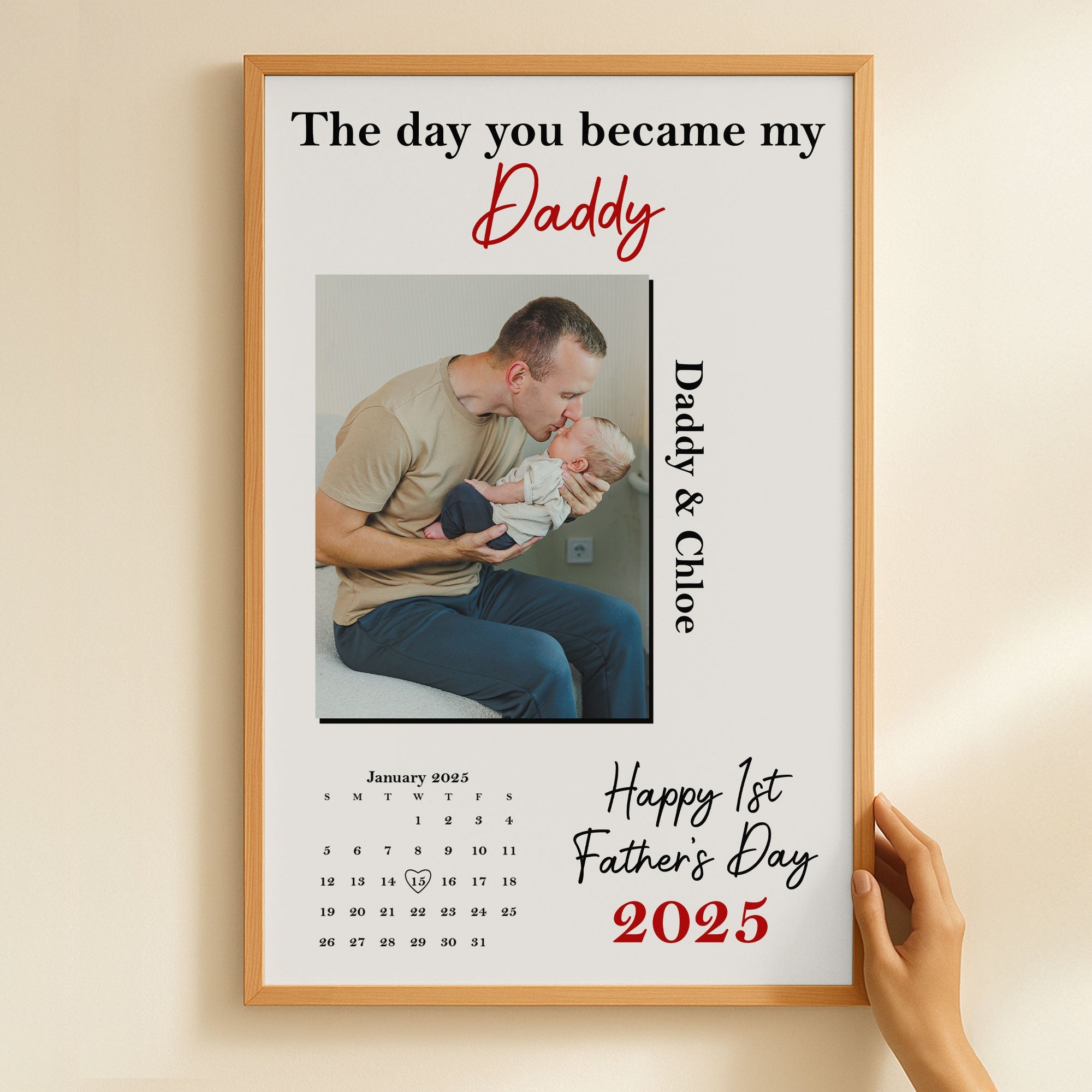 The Day You Became My Daddy 1st Father's Day - Personalized Photo Poster
