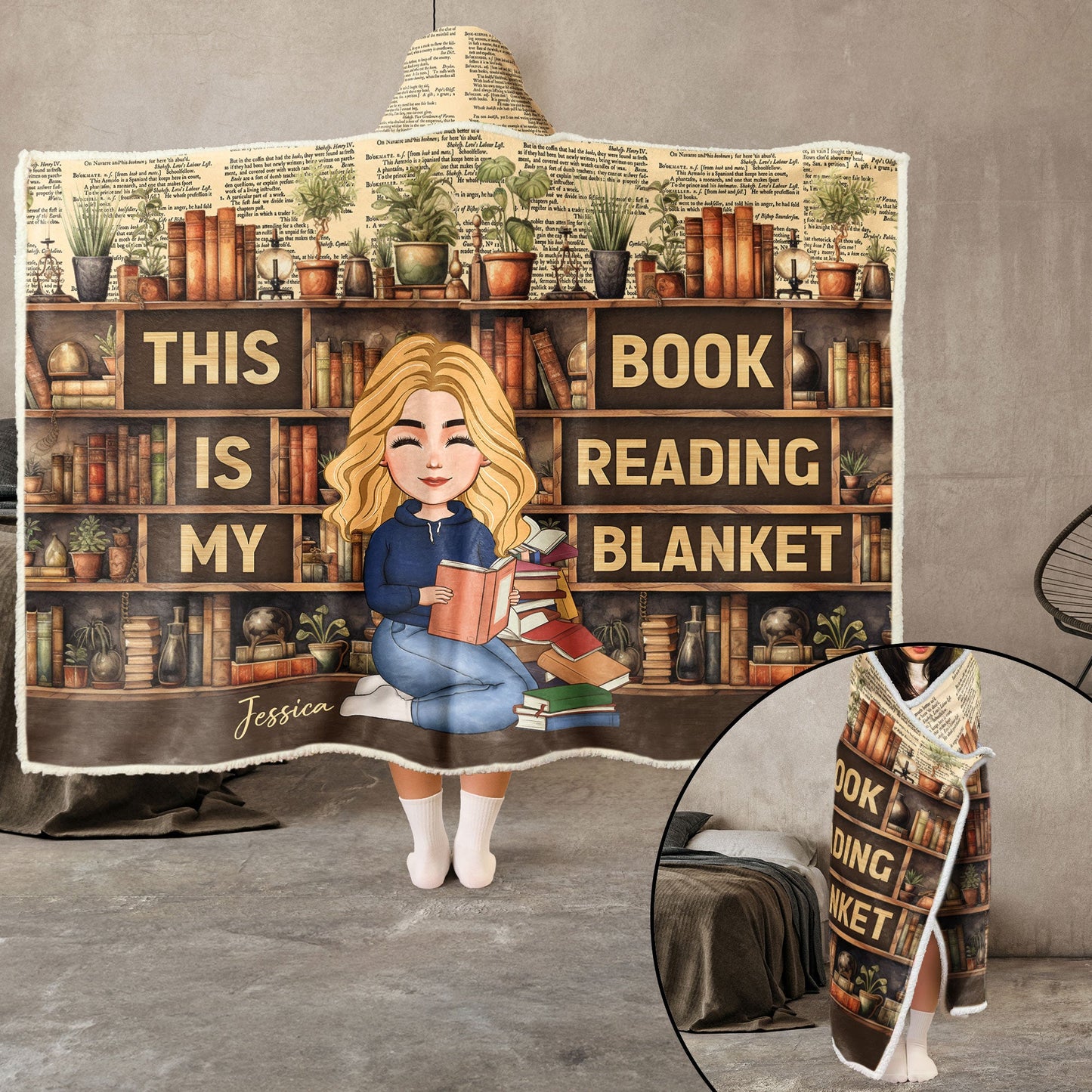 This Is My Book Reading Blanket - Personalized Wearable Blanket