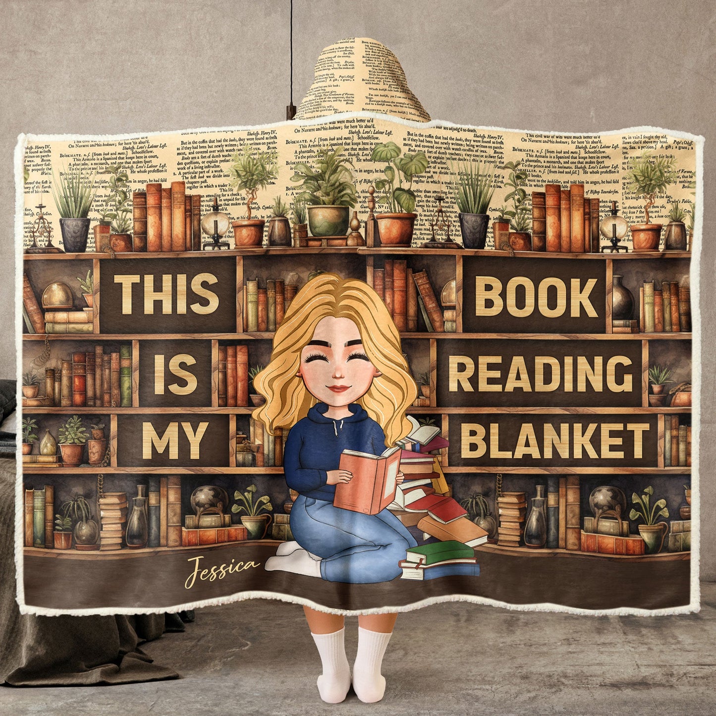 This Is My Book Reading Blanket - Personalized Wearable Blanket