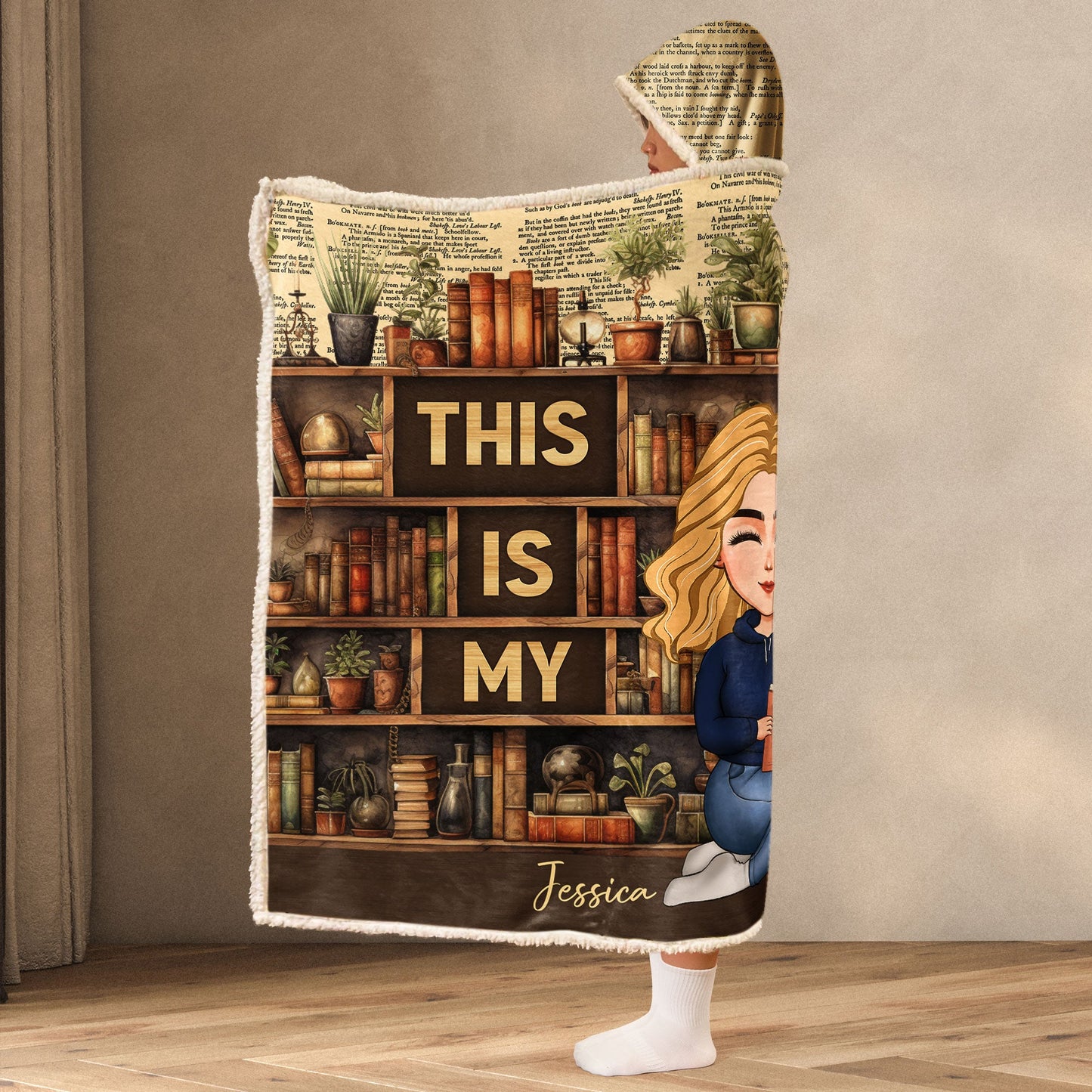 This Is My Book Reading Blanket - Personalized Wearable Blanket