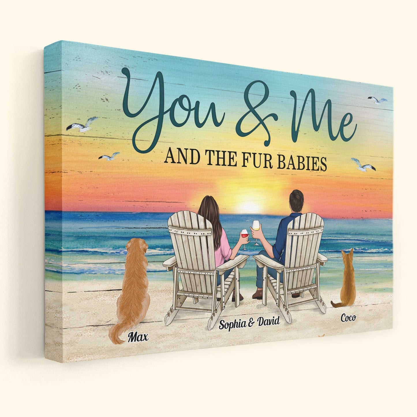 You And Me And The Fur Babies - Personalized Poster/Wrapped Canvas - Birthday, Loving Gift For Husband, Wife, Cat & Dog Lover, Pet Parents, Pet Owners