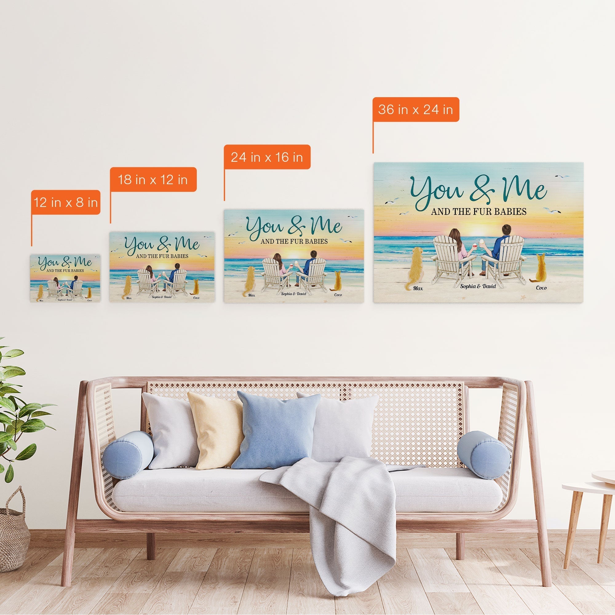 You And Me And The Fur Babies - Personalized Poster/Wrapped Canvas - Birthday, Loving Gift For Husband, Wife, Cat & Dog Lover, Pet Parents, Pet Owners