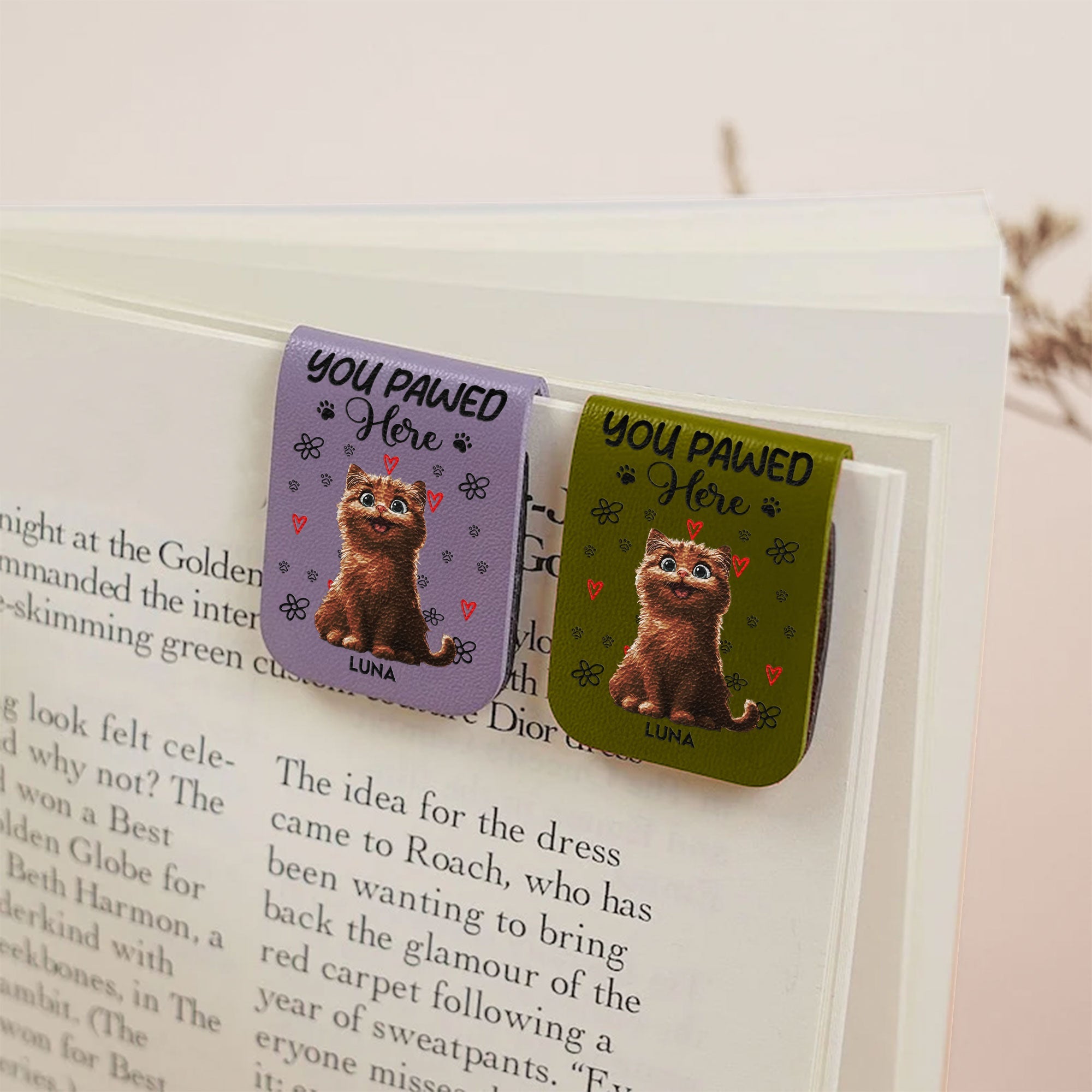 You Pawed Here - Personalized Leather Magnetic Bookmark