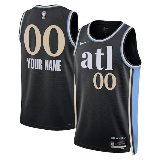 Atlanta Hawks Unisex 2023/24 Custom City Edition Swingman Black Jersey