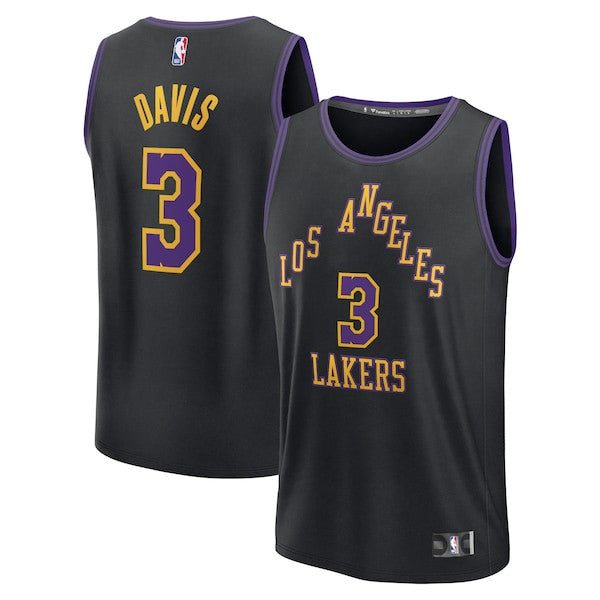 Anthony Davis Los Angeles Lakers Youth 2023/24 City Edition Fast Break Black Jersey