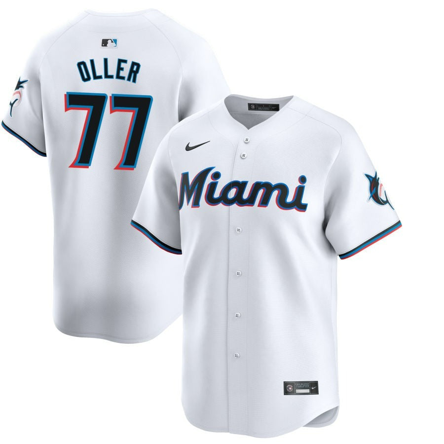 Adam Oller Miami Marlins 2024 Home Limited Stitched Baseball White Jersey