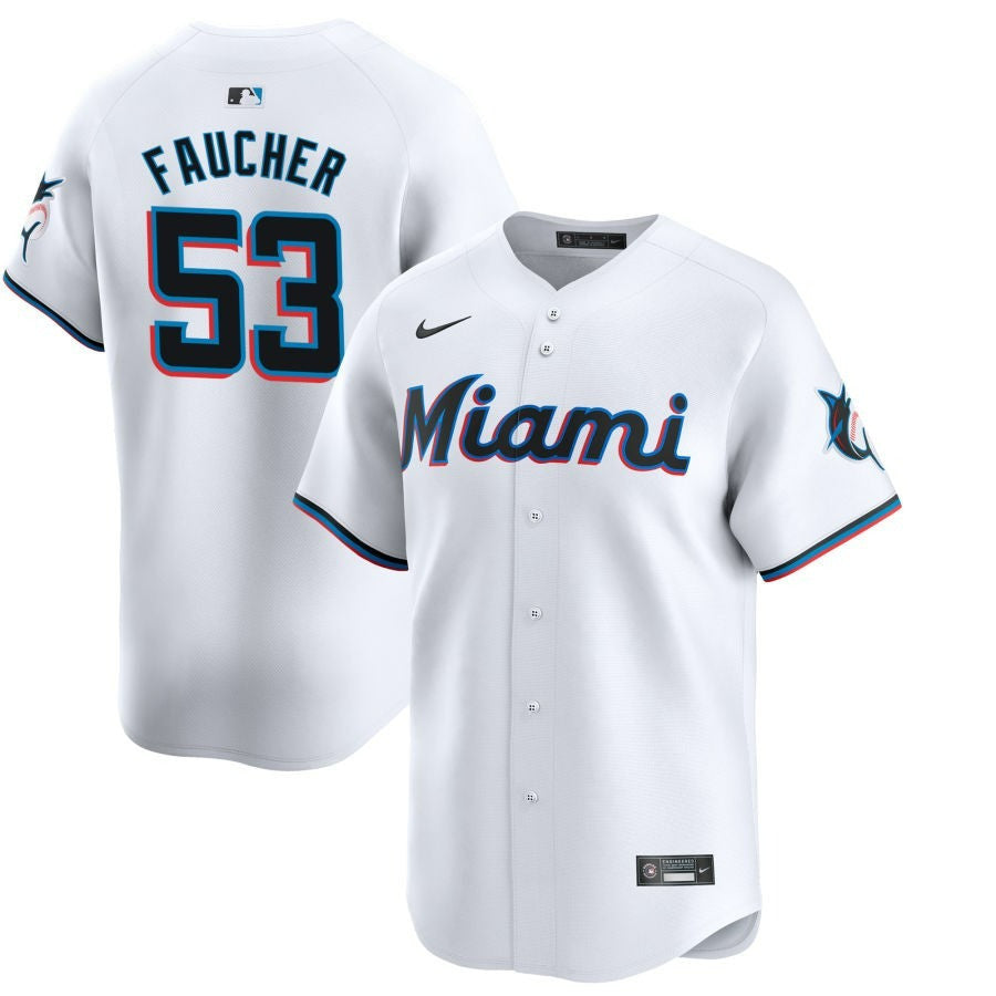 Calvin Faucher Miami Marlins 2024 Home Limited Stitched Baseball White Jersey