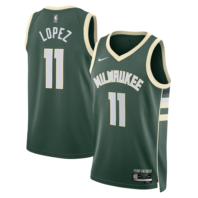 Brook Lopez Milwaukee Bucks 2024 Icon Edition Fan Support TeamGreen Jersey